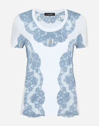 Jersey T-shirt with DG logo and lace inserts