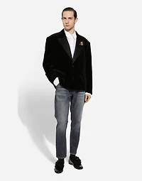 Oversize single-breasted velvet jacket