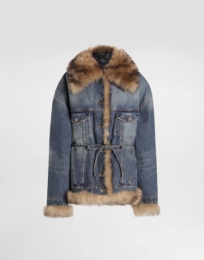 Denim jacket with fur
