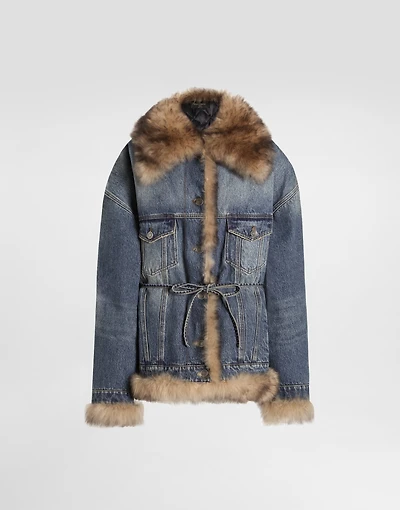 Denim jacket with fur