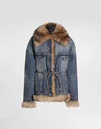 Denim jacket with fur
