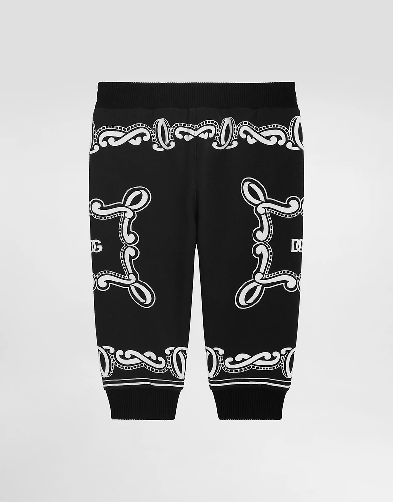 Cotton fleece jogging pants with bandanna print