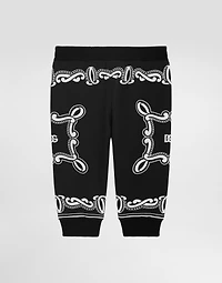 Cotton fleece jogging pants with bandanna print