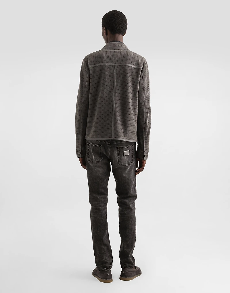 Perforated lambskin jacket