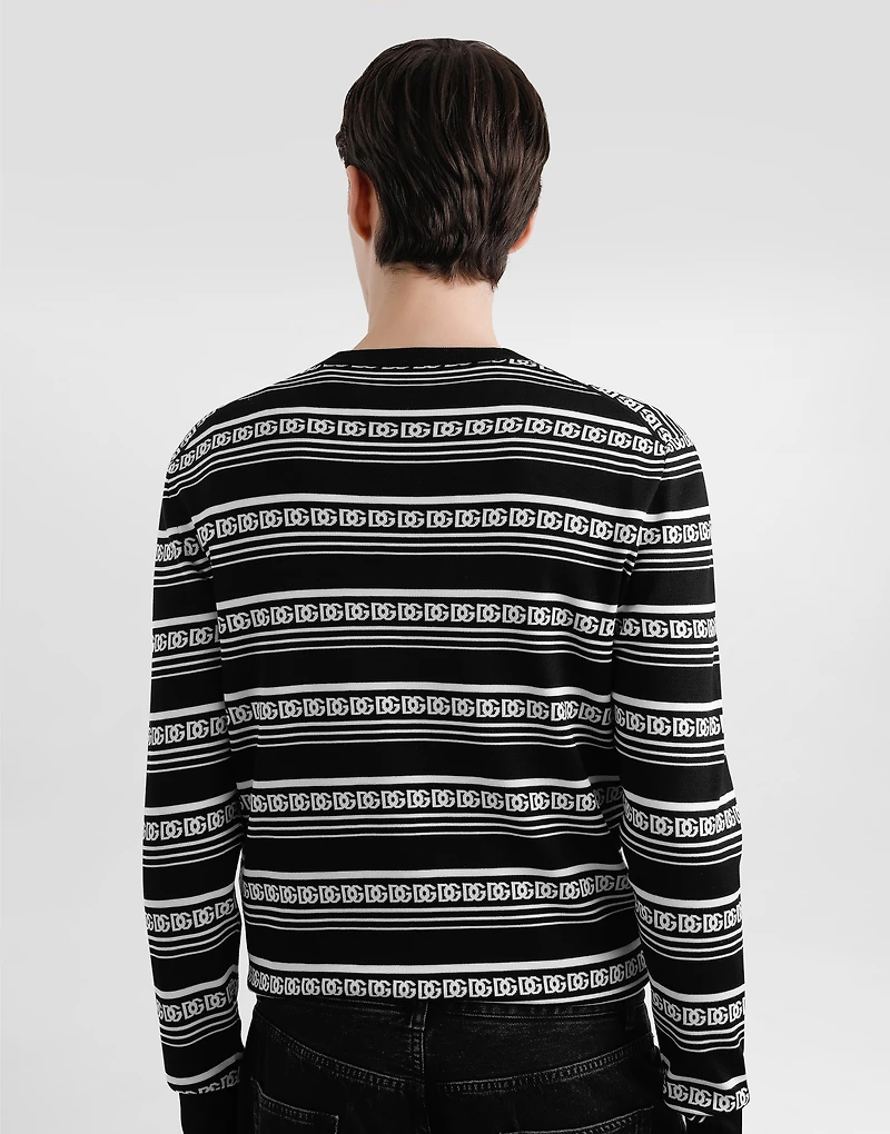 Silk crew-neck pullover with logo