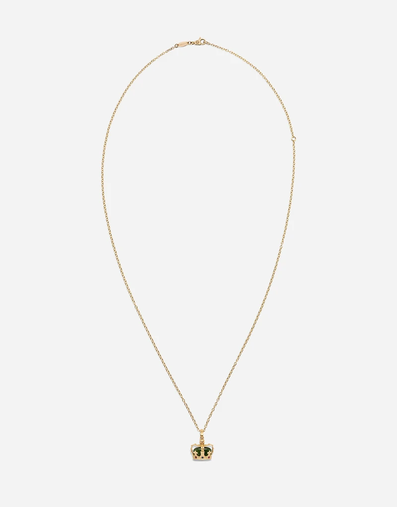 Royal Pendant 18-carat yellow gold, green jade, rubies, and blue sapphire