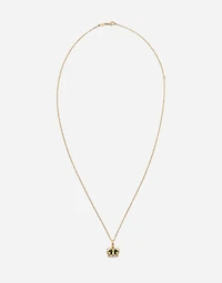 Royal Pendant 18-carat yellow gold, green jade, rubies, and blue sapphire