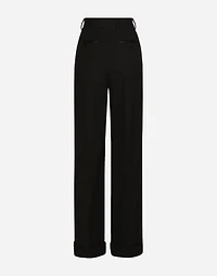 Flared wool gabardine pants