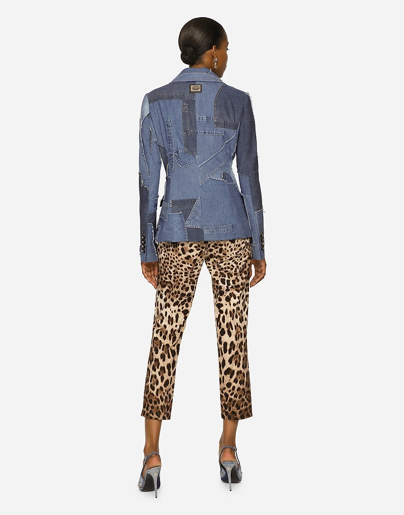 Leopard-print drill pants