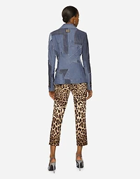 Leopard-print drill pants