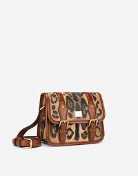 Small messenger bag in leopard-print Crespo with branded plate