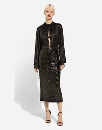 Satin shirt with bow-tie detailing