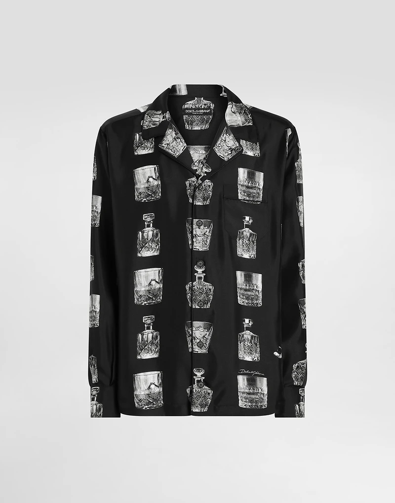 Silk shirt with liquor print