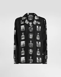 Silk shirt with liquor print