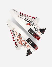 Calfskin Portofino sneakers with embroidery and studs