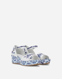 Majolica-print calfskin sandals