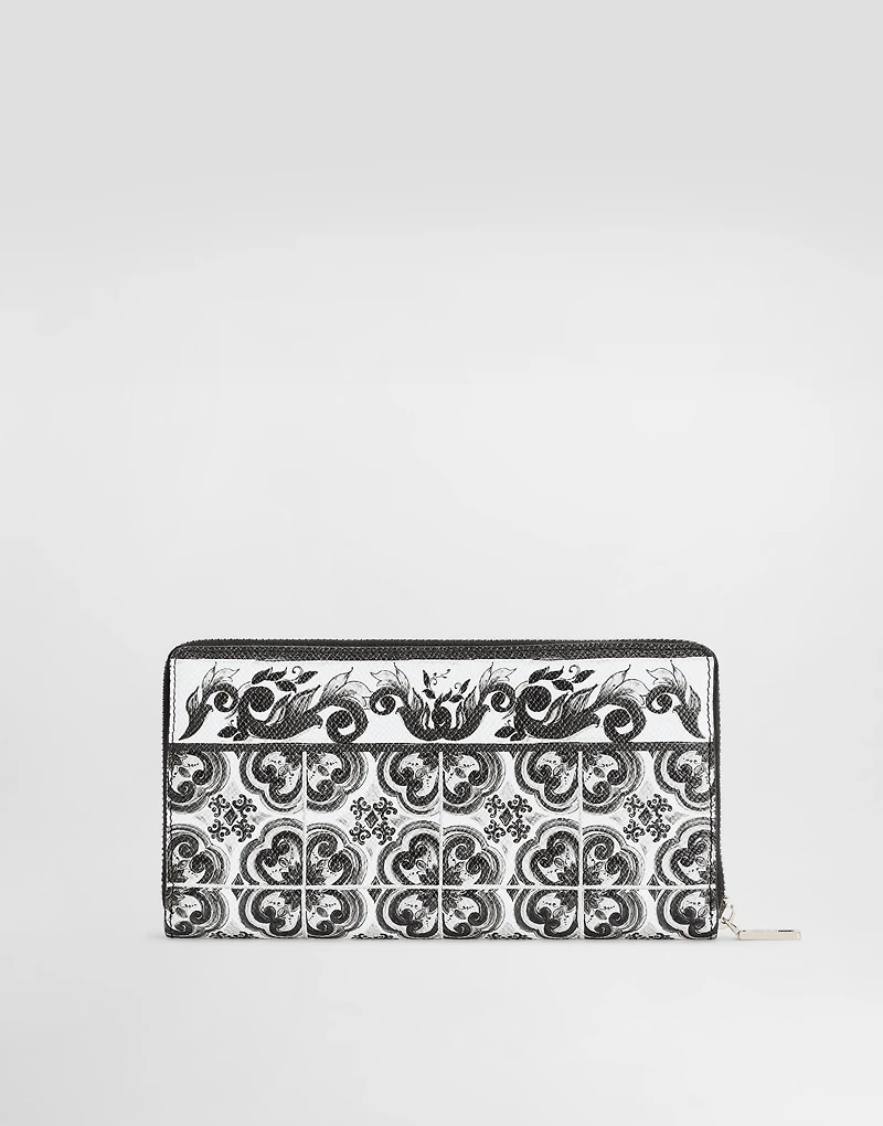 Majolica-print calfskin wallet