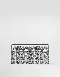 Majolica-print calfskin wallet