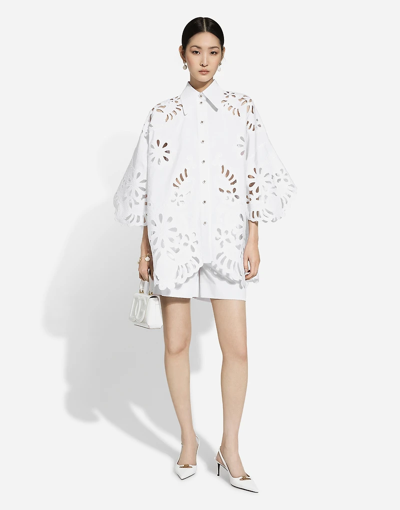 Oversize cotton shirt with cut-out detailing