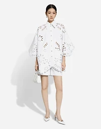 Oversize cotton shirt with cut-out detailing