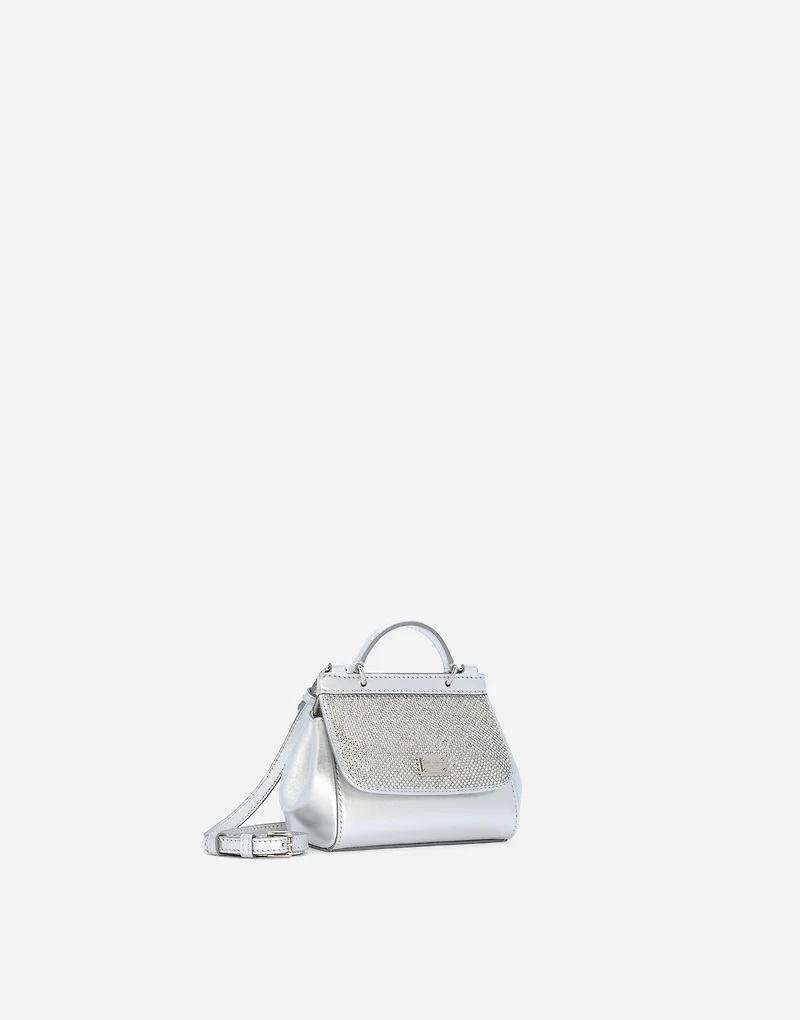 Nappa leather mini Sicily bag with fusible rhinestones