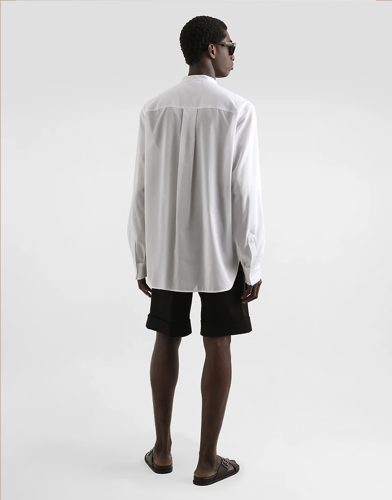 Cotton canvas mandarin shirt