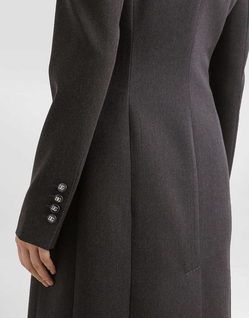 Double-breasted wool coat with DG-branded buttons
