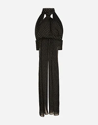 Chiffon top with polka-dot print and scarf detail