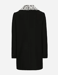 Short wool coat with lace details
