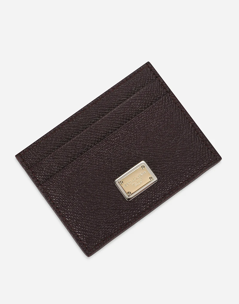 Calfskin card holder with branded plate