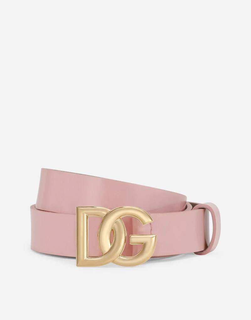 Patent leather belt with DG logo