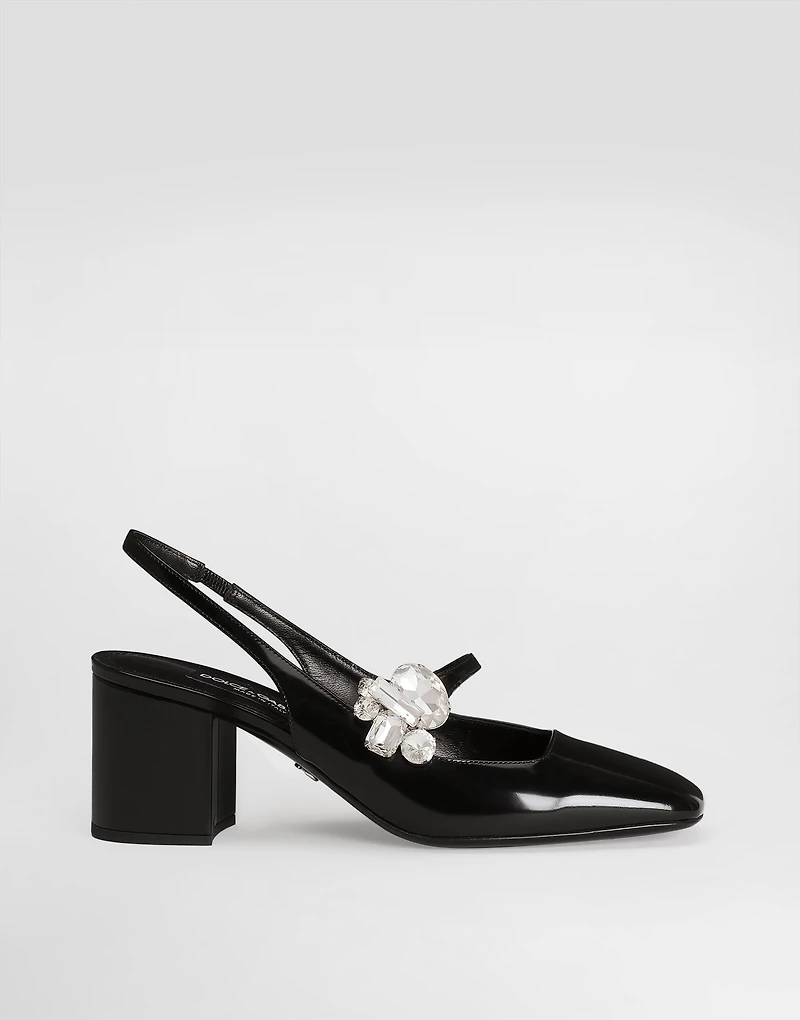 Polished calfskin slingback