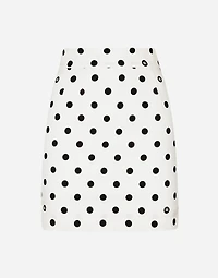 Short charmeuse skirt with polka-dot print