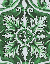 Jersey T-shirt with all-over green majolica print