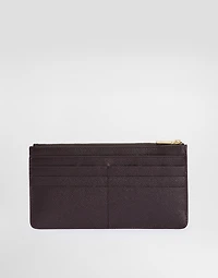 Large calfskin card holder with branded plate