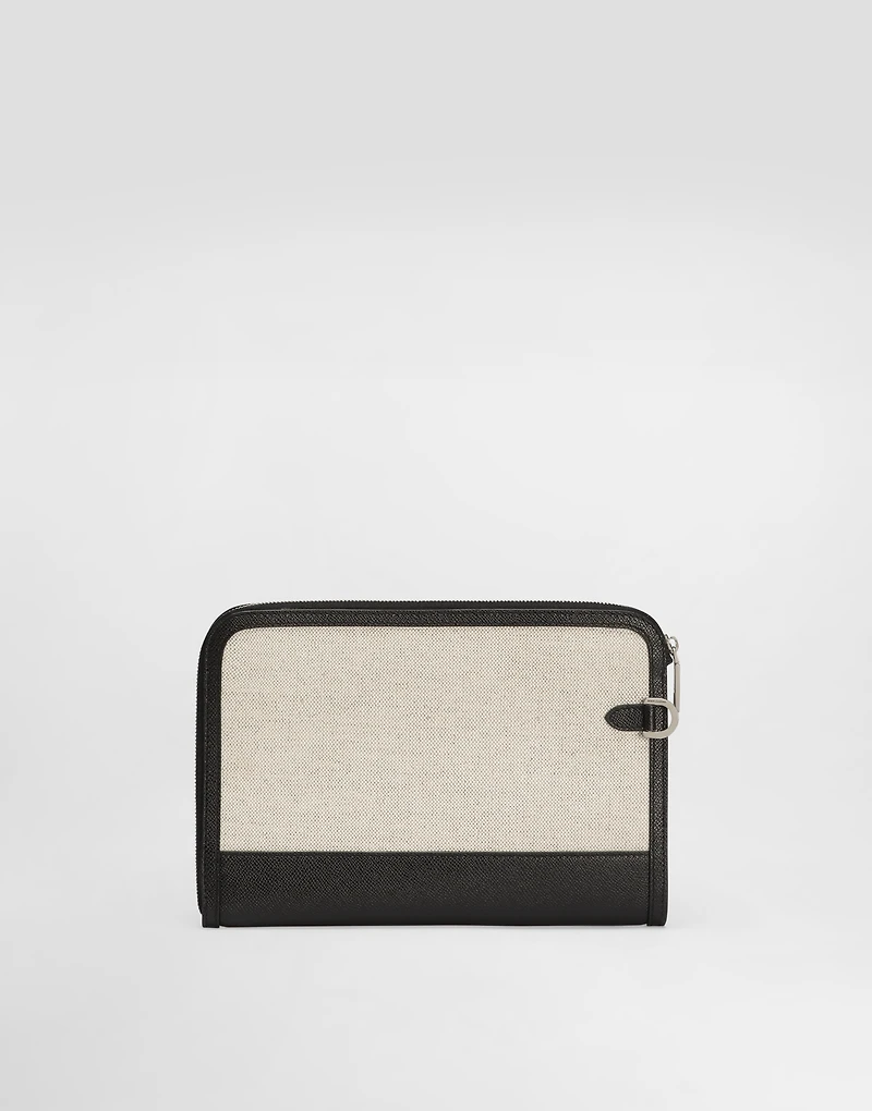 Salt&pepper calfskin atene clutch bag