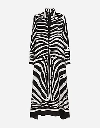 Zebra-print crepe de chine caftan