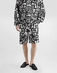 Majolica-print poplin trousers