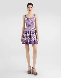 Majolica-print poplin dress