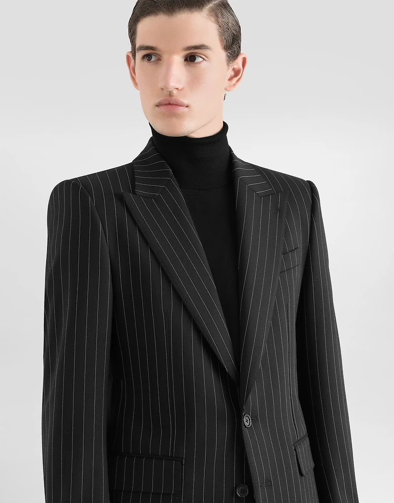 Single-breasted pinstripe stretch wool Sicily-fit suit