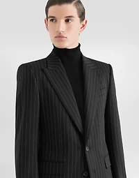 Single-breasted pinstripe stretch wool Sicily-fit suit