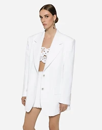 Single-breasted cotton raschel tweed jacket