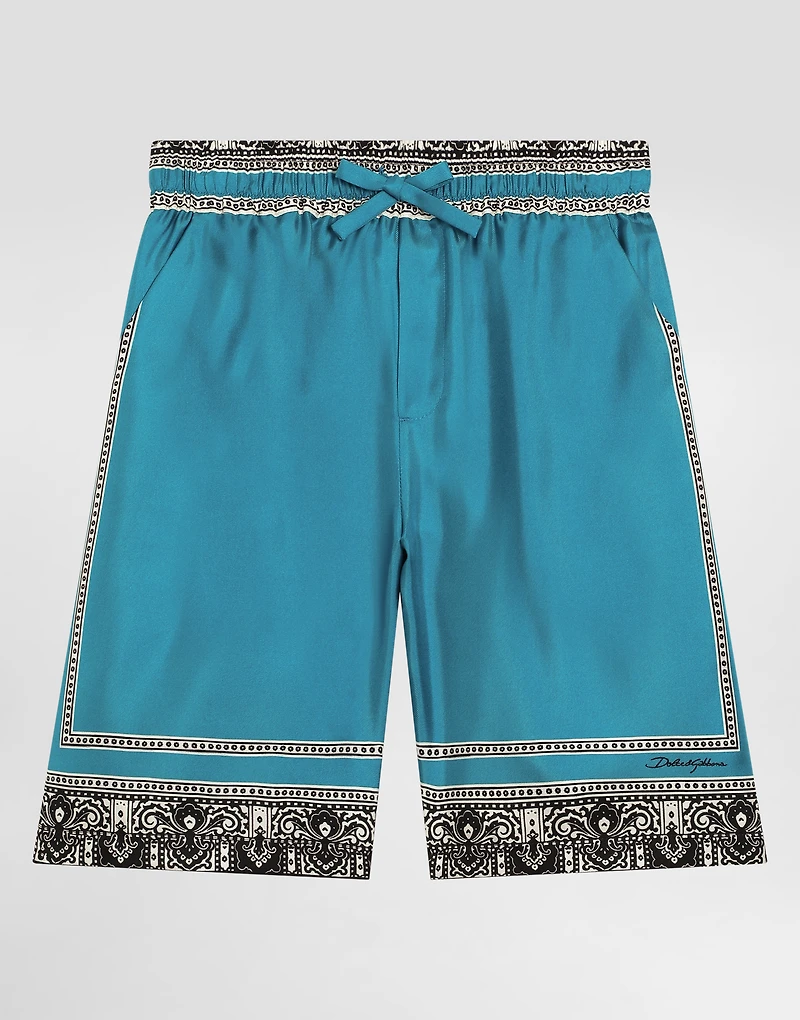 Bandanna-print twill shorts