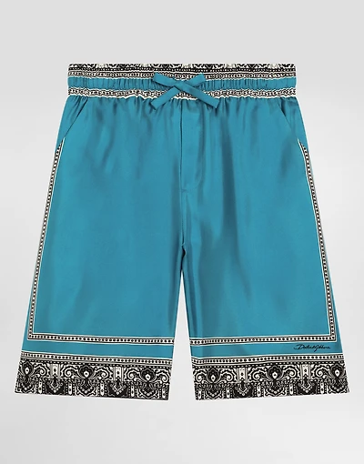 Bandanna-print twill shorts