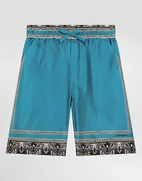 Bandanna-print twill shorts
