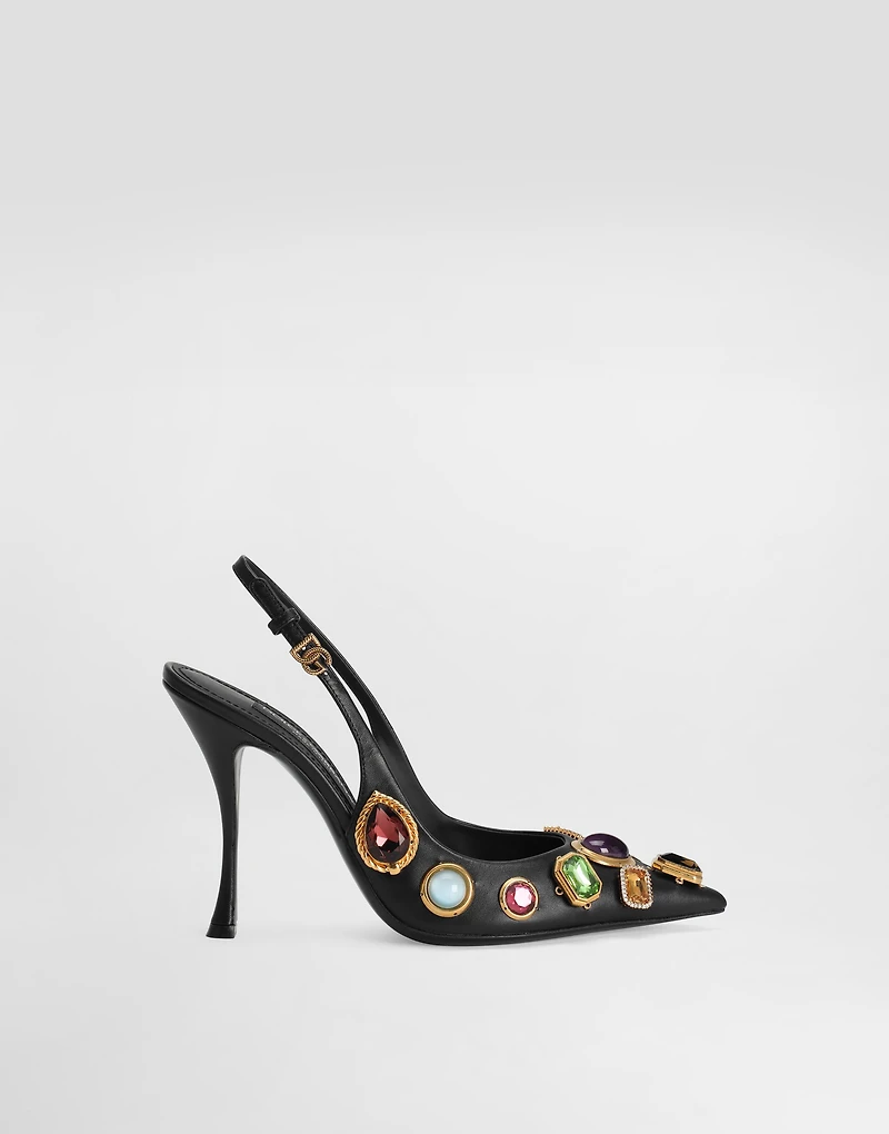 Slingback with stone embroidery