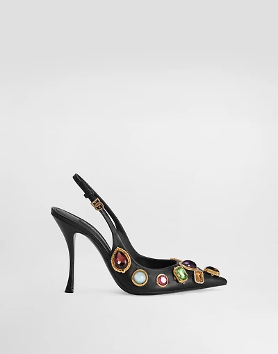 Slingback with stone embroidery