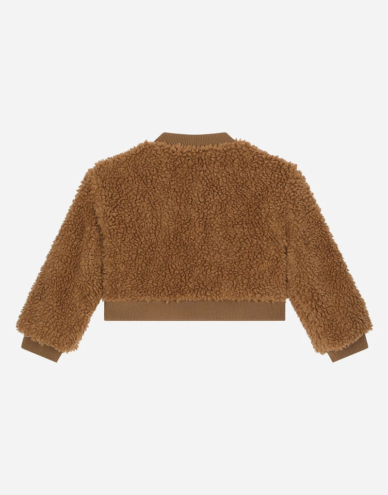 Padded faux shearling bomber jacket