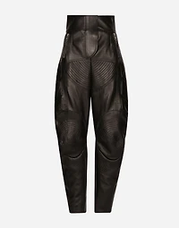 High-waisted leather biker pants