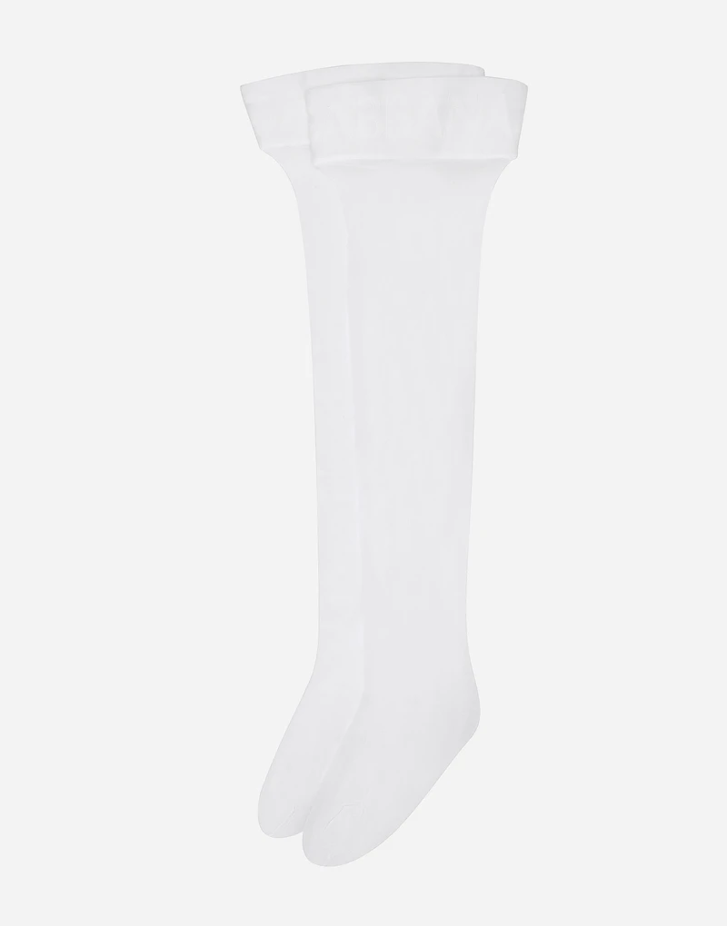 Hold-up stockings with branded elastic